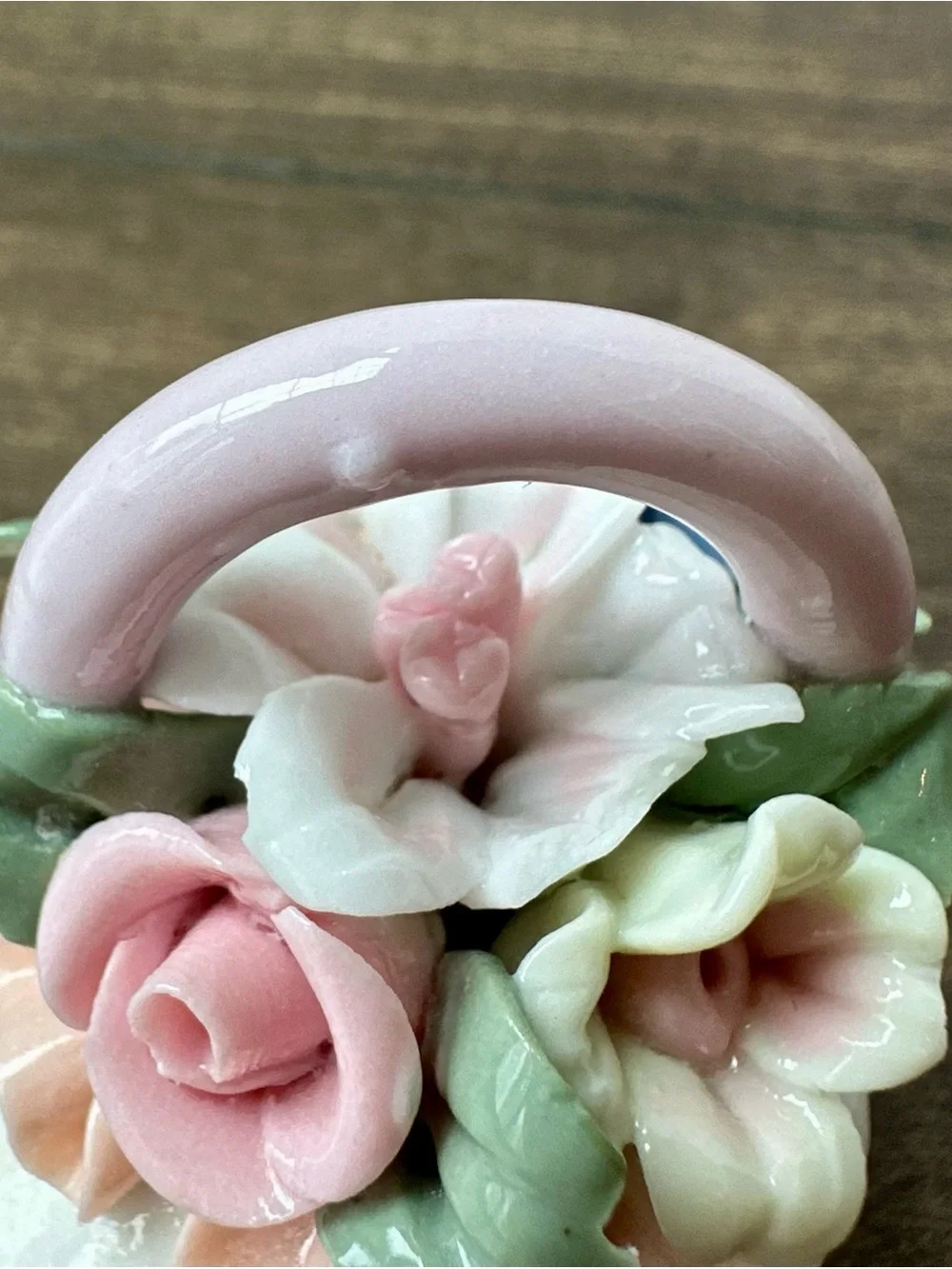 Vintage Capodimonte Style Porcelain Floral Basket Trinket Box - Tiny Chip